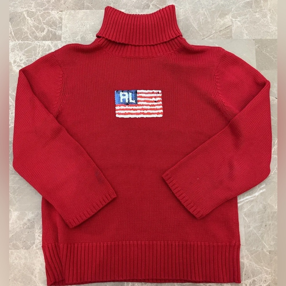 Rare Vintage red flag sweater Ralph Lauren the famous flag sweater